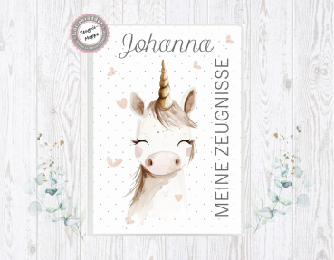 zauberhafte Zeugnismappe Sammelmappe Einhorn Name personalisiert  Einschulung Schulkind Zeugnisse Lüttentüddel®